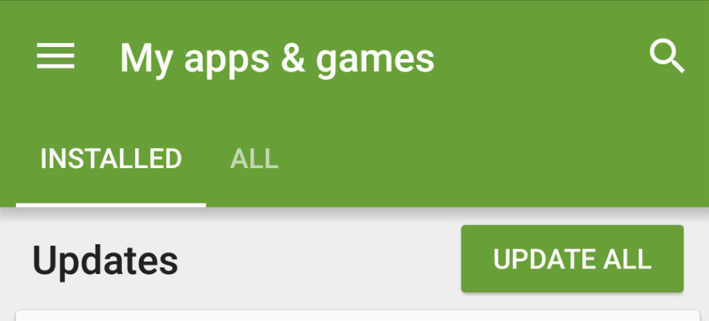 Update all apps at google play