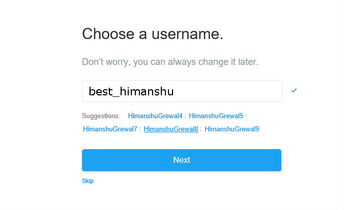 how to choose username on Twitter