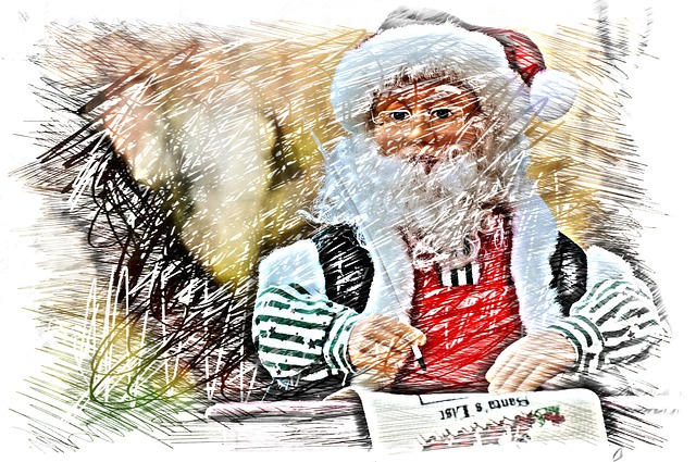 Santa Claus Drawing with Colour