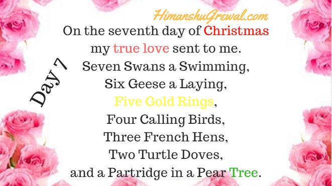 12 Days Of Christmas Song Lyrics with Pictures